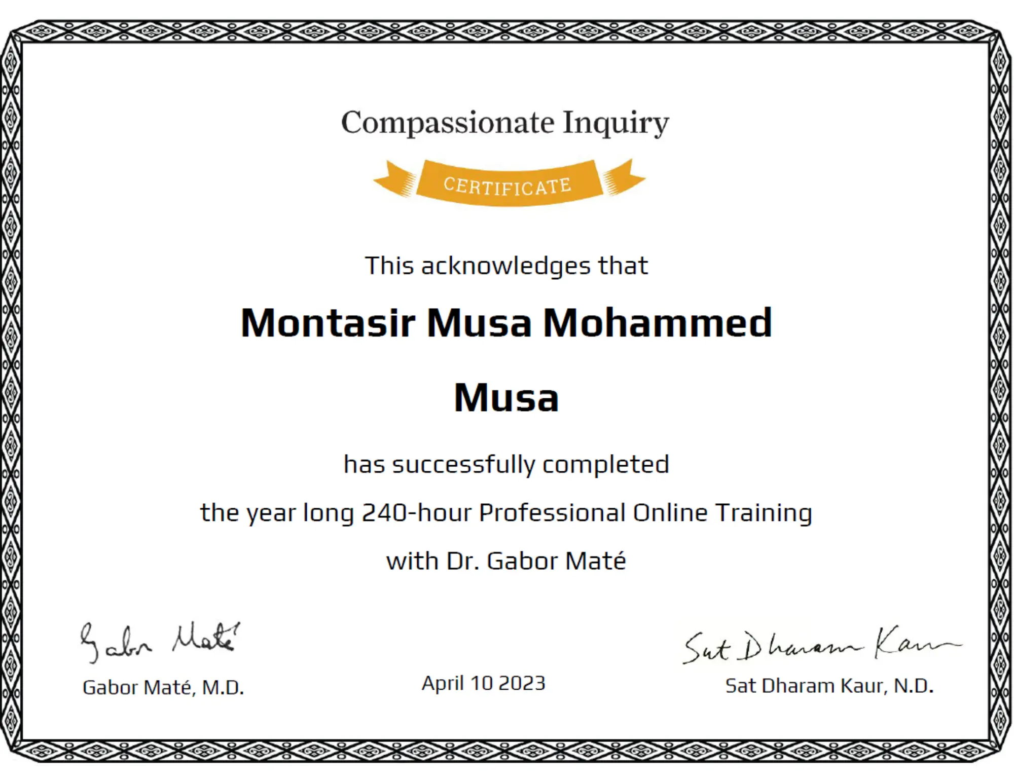 Compassionate Inquiry Certificate